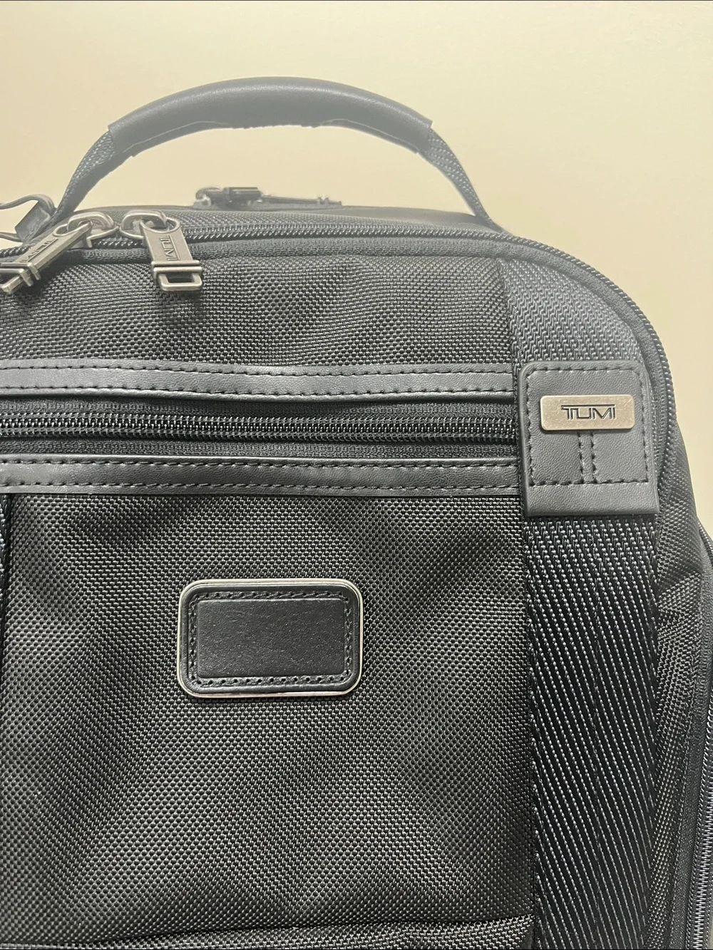 Tumi Black Nylon Men's Backpack with Leather Trim